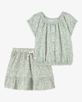 Product image 1 of Kid 2-Piece Floral Fashion Top & Crinkle Skirt Set