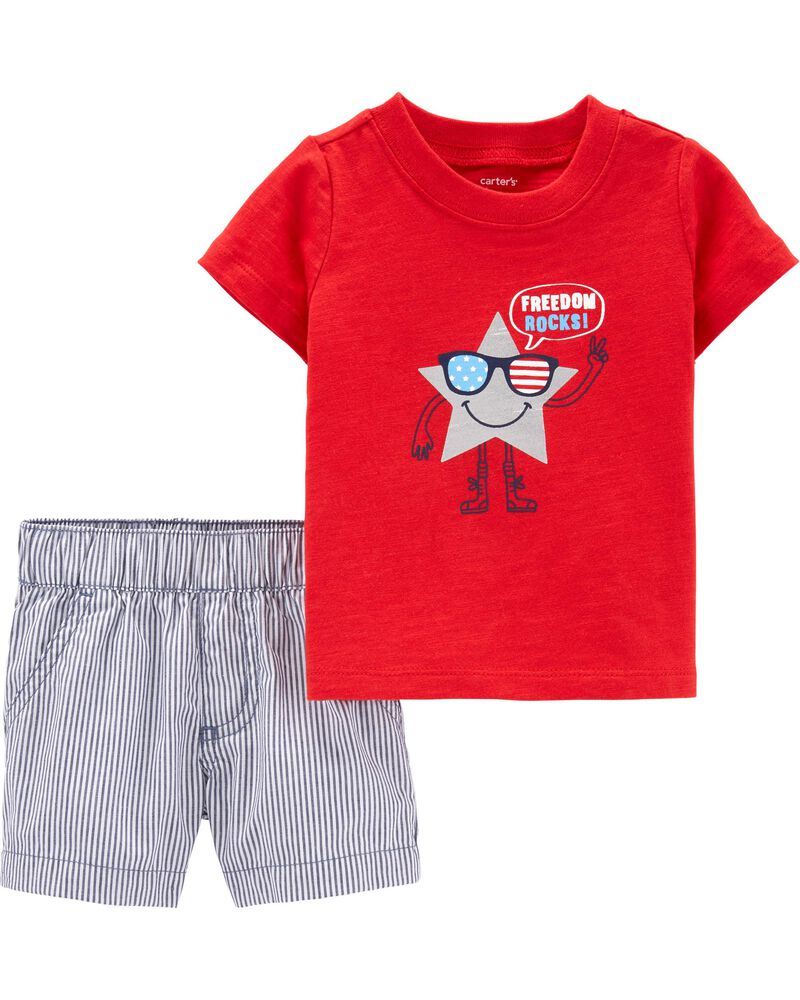 2 Piece 4th Of July Tee Striped Short Set Carters Com