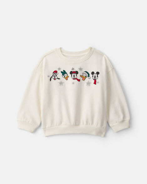 toddler girl disney© mickey pullover sweatshirt - cream