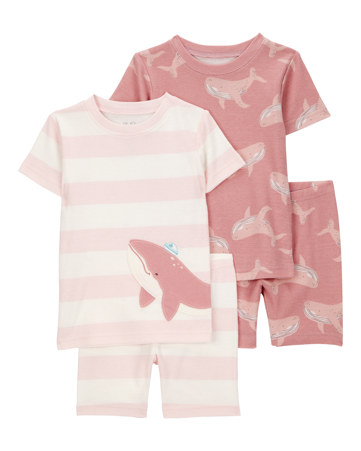 トップス LOUISEARTSWEAT Toddler Whale Striped Snug Fit Cotton 4-Piece Pajamas
