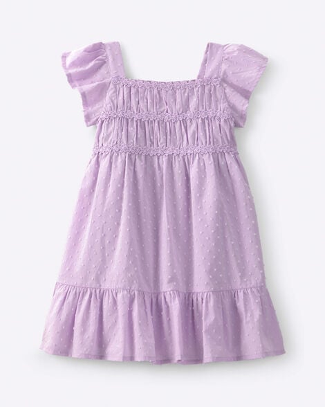 toddler girl tiered ruffle short-sleeve dress - purple