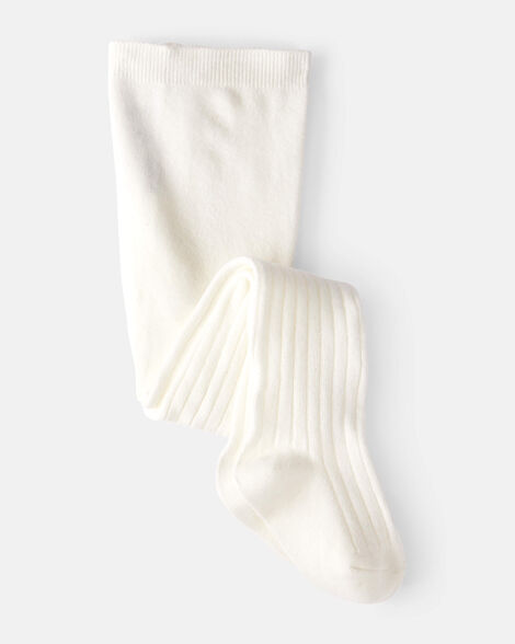 toddler girl rib tights - white