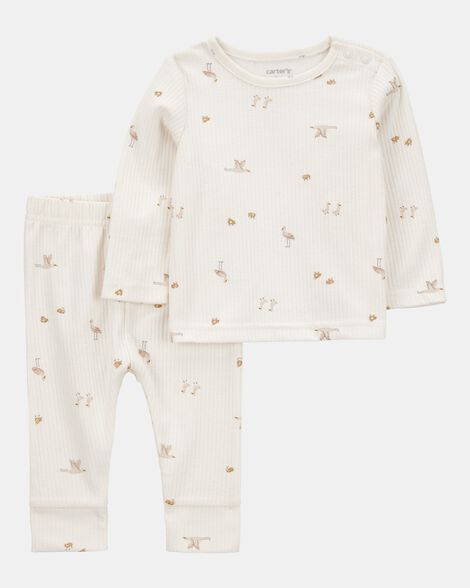 baby 2-piece bird print long-sleeve tee & pant set