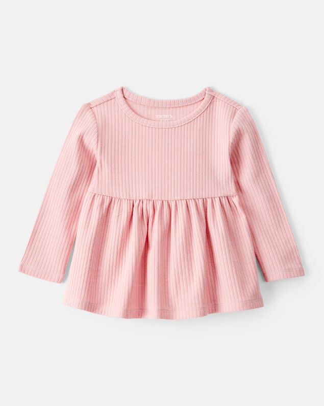 Product image 1 of Baby Girl Long-Sleeve Peplum Top - Pink
