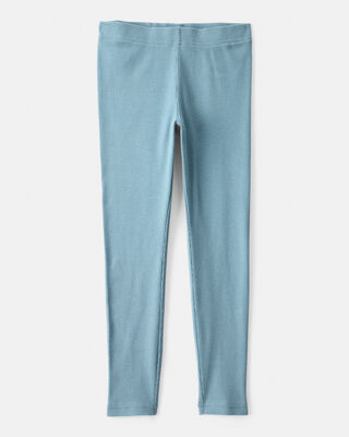 Product image 1 of Girls Rib 100% Cotton Pull-On Stretch Leggings - Blue
