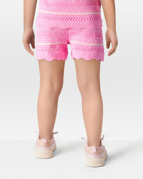  Product image 3 of Toddler Striped Crotchet Knit Shorts - Pink
