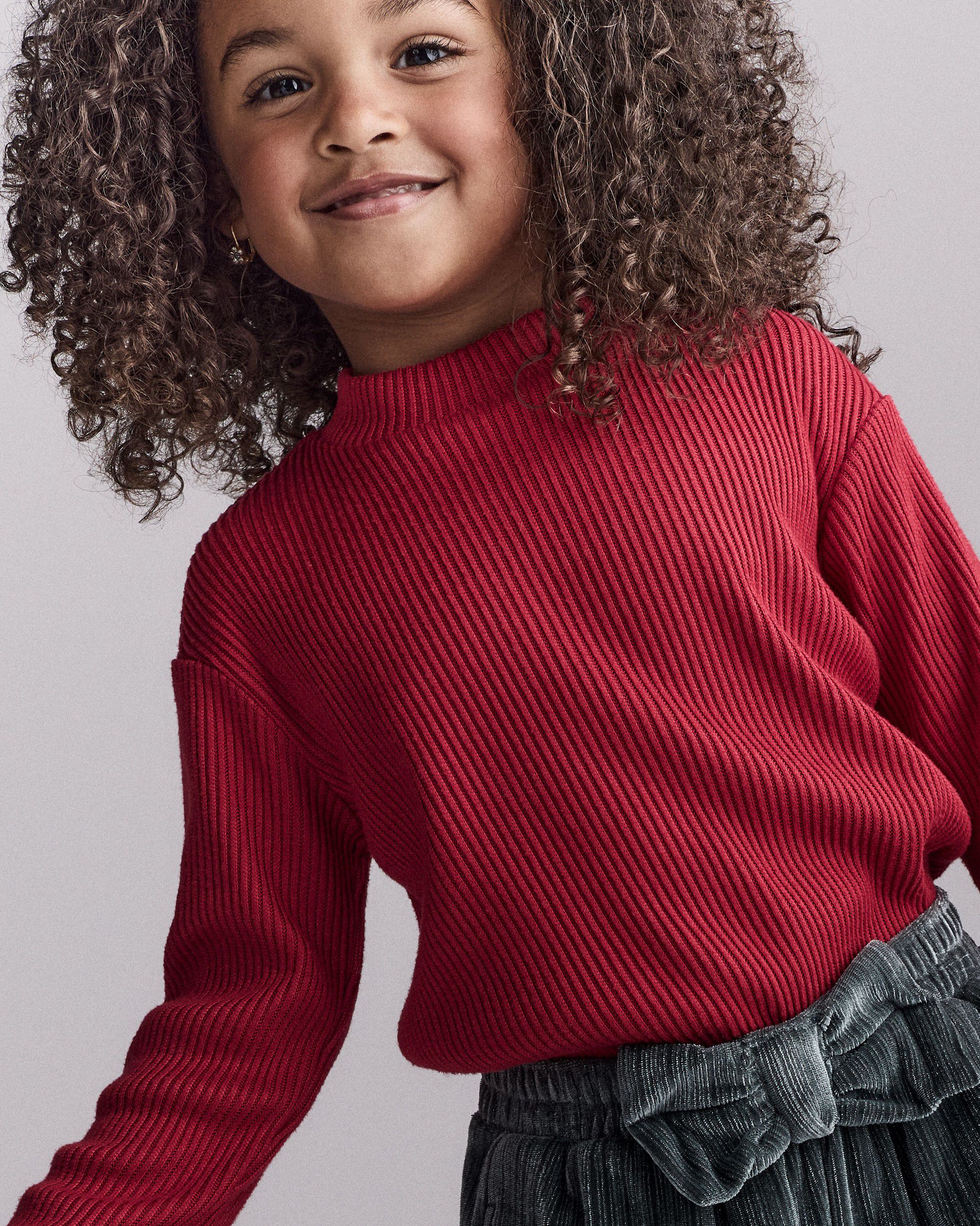 Otter Avenue Toddler Girls Girl Mock Neck Long-Sleeve Top - Red 5T Red 13$