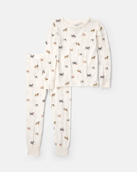 toddler 2-piece dog purelysoft™ snug fit pajama set - cream
