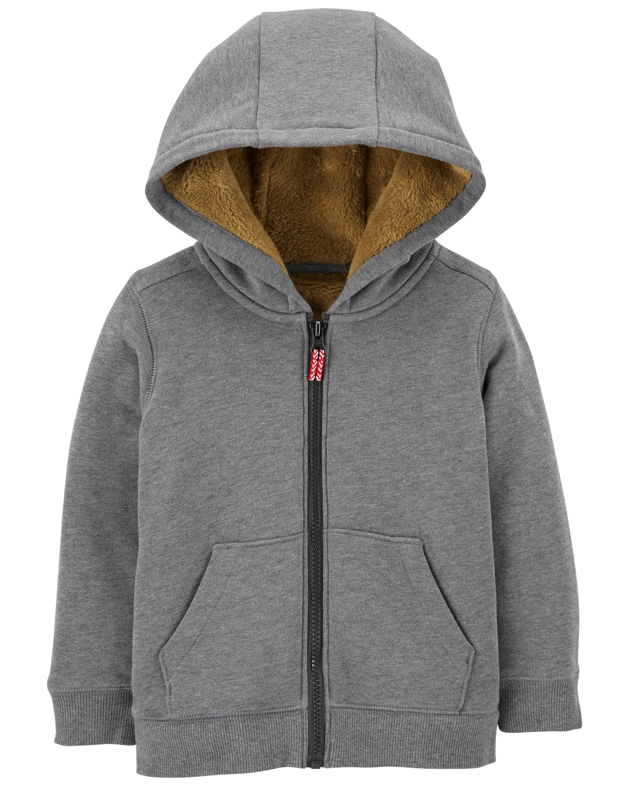 Grey Baby Zip-Up Fuzzy-Lined Hoodie 