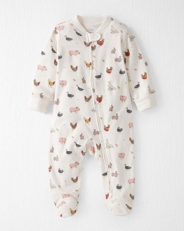 Product image 1 of Baby Organic Cotton Sleep & Play Pajamas in Farm Friends Print