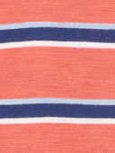 Orange/Navy - Baby Striped Cotton Short-Sleeve Henley - Orange, Selected