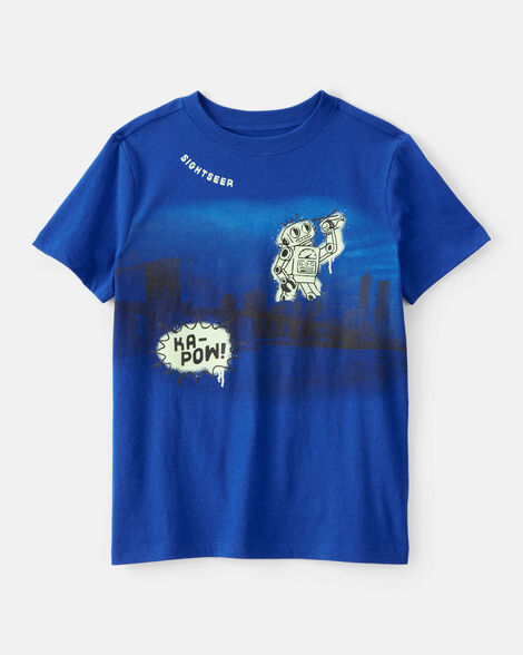 boys robot graphic tee - blue