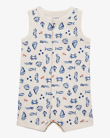  Product image 1 of Baby Sea Print Snap-Up Cotton Romper