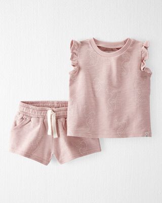 Product image 1 of Baby 2-Piece Seahorse-Print Knit Set Made with Organic Cotton