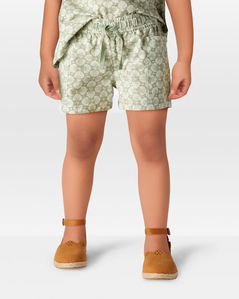  Product image 2 of Toddler Tropical Print Drawstring Shorts - Green