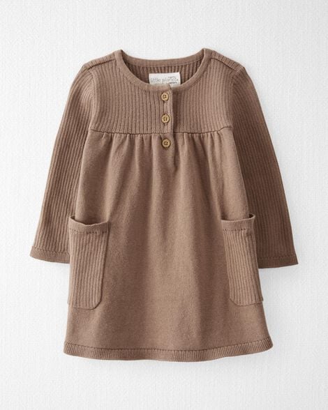 Organic Kids Ribbed Tank Dress in Light Grey