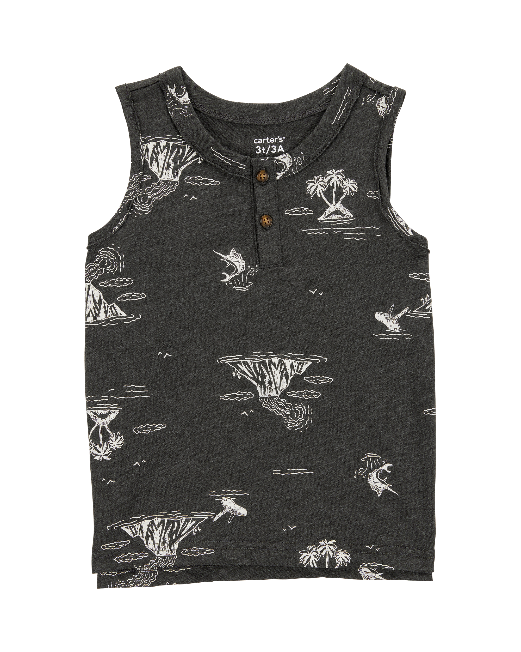 Toddler Sea Print Sleeveless Slub Jersey Tank