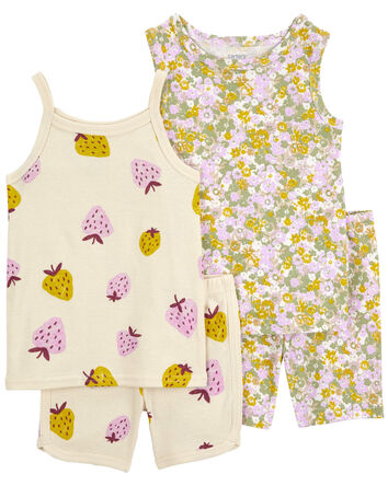 Toddler 2-Pack 2-Piece Floral & Strawberry100% Snug Fit Cotton Pajamas