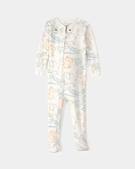 baby elephant 100% cotton snug fit 1-piece pajama - ivory