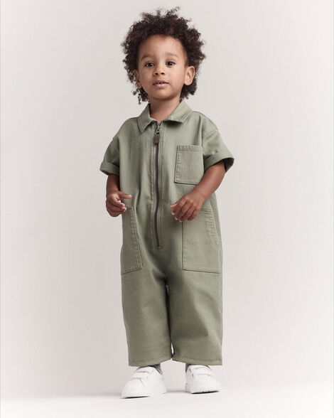 Toddler Day Out™ Cropped Jumpsuit - Olive