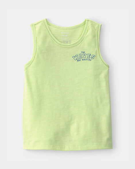 toddler boy surfing crab tank top - green