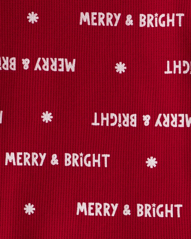 Product image 2 of Kid Merry & Bright Christmas Cotton Long-Sleeve 2-Piece Pajamas - Red