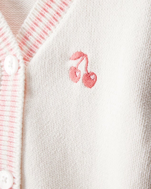Product image 2 of Toddler Girl Cherry Cotton Long-Sleeve Sweater - White