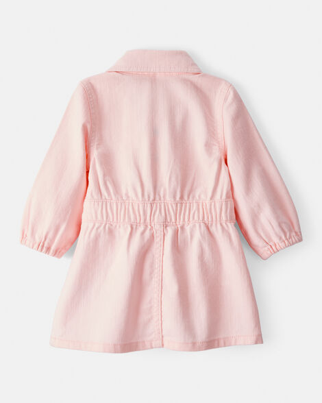 Product image 2 of Baby Girl Embroidered Cotton Long-Sleeve Dress - Pink