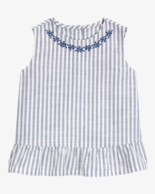 Product image 1 of Baby Striped Linen Look-alike Fashion Tank - Blue/White