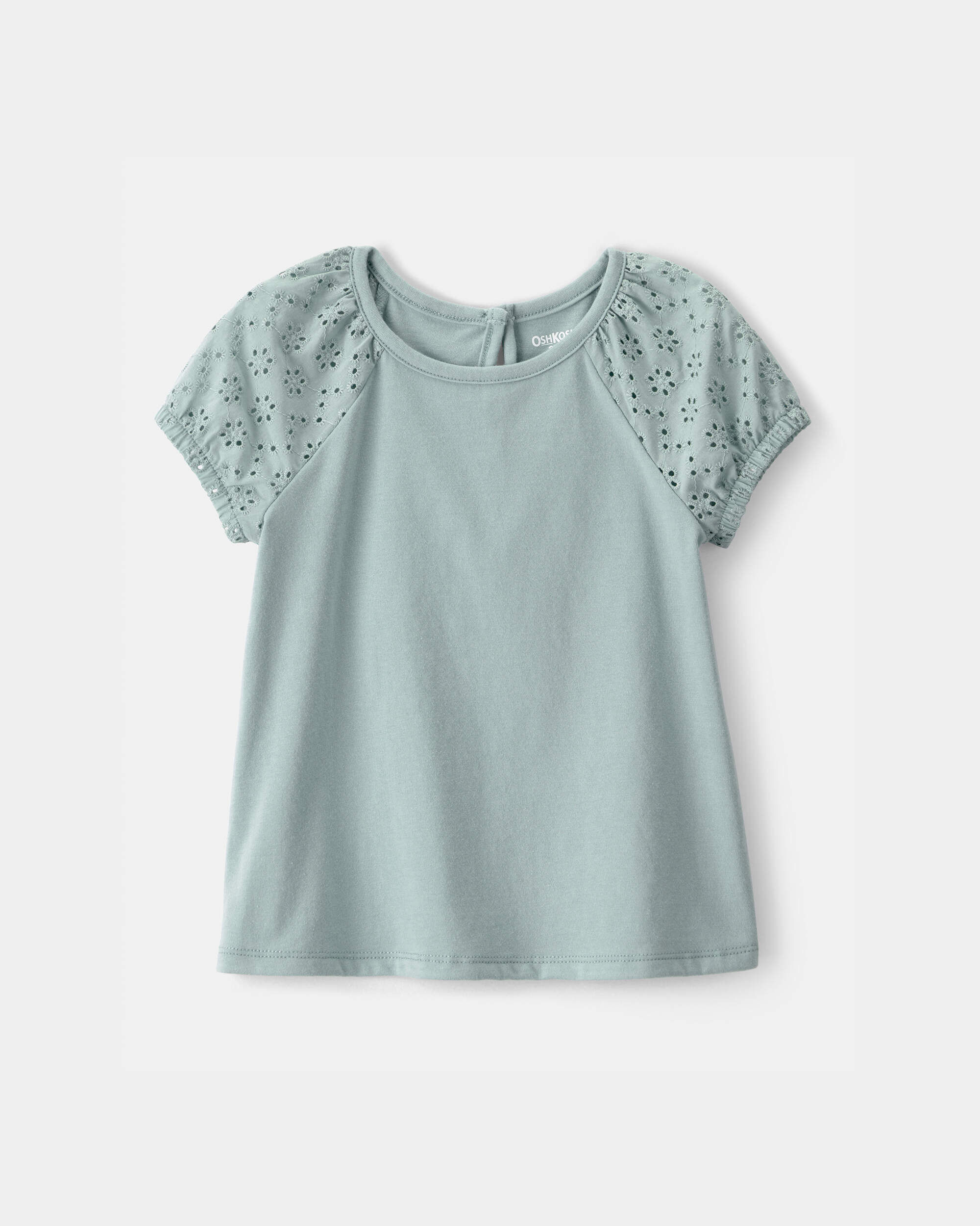 OshKosh Bgosh Toddler Girl Eyelet Short-Sleeve Top 3T Green 12$