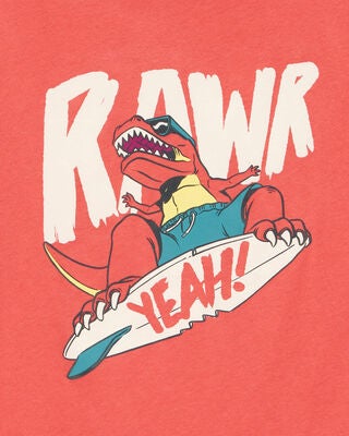 Product image 2 of Kid Dinosaur Skateboard Graphic Tee - Orange
