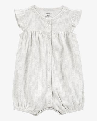 Product image 1 of Baby Cotton Rib Short-Sleeve Romper - Grey