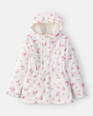 Girls Flowers Long-Sleeve Midweight Quilted Jacket - Green