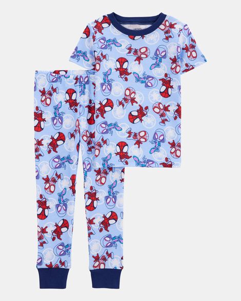 toddler boy marvel©  snug fit cotton 2-piece pajamas - blue