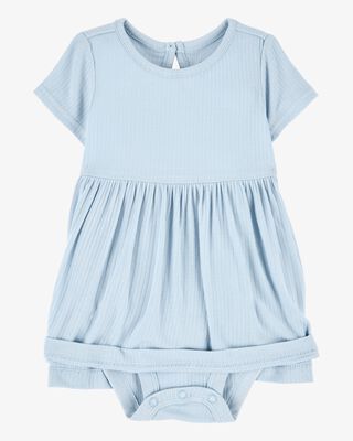 Product image 2 of Baby Girl Solid PurelySoft Bodysuit Dress -Blue