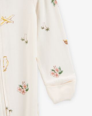 Product image 2 of Baby Tropical Print 2-Way Zip PurelySoft Convertible Foot Sleep & Play Pajamas - Ivory