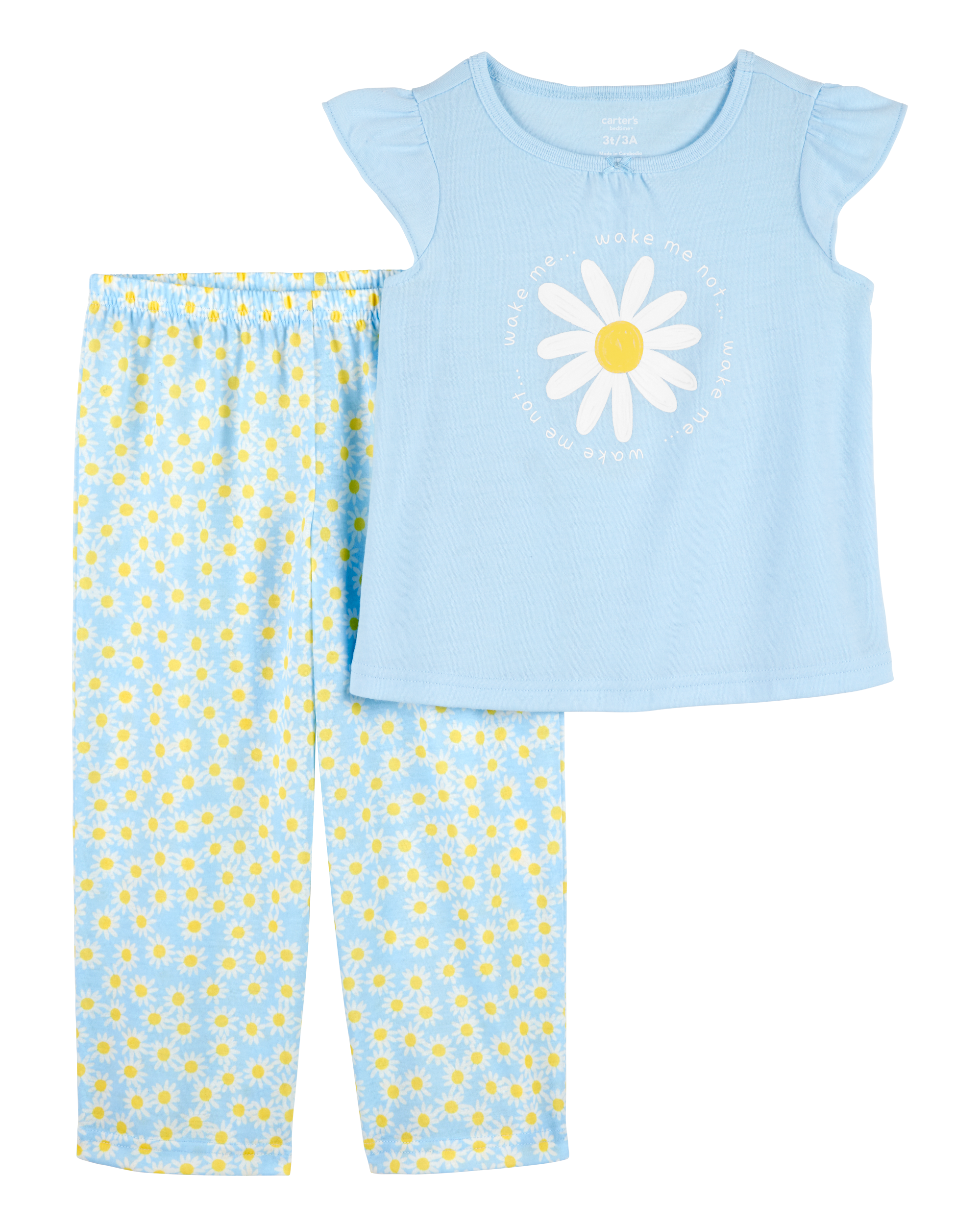 Toddler Girl Daisy Floral Loose Fit 2-Piece Pajamas - Blue