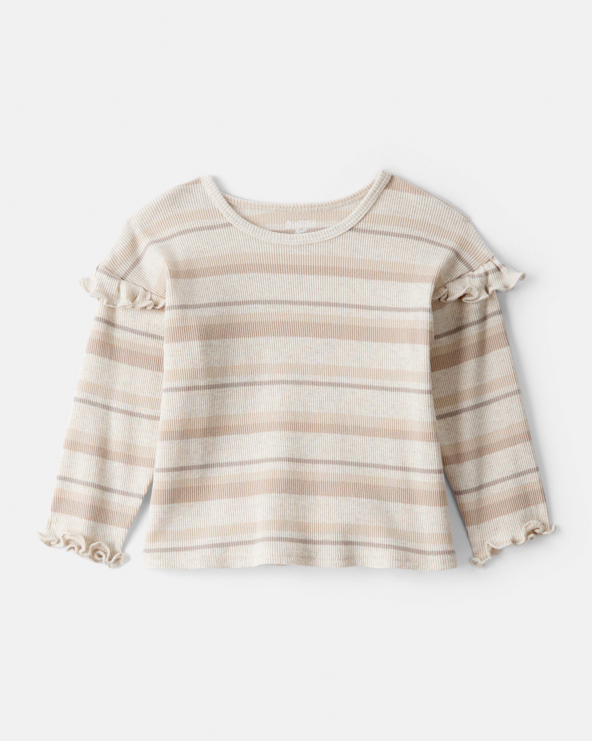 OshKosh Bgosh Baby Girls Girl Striped Long-Sleeve Top - Cream 24M Beige 15$