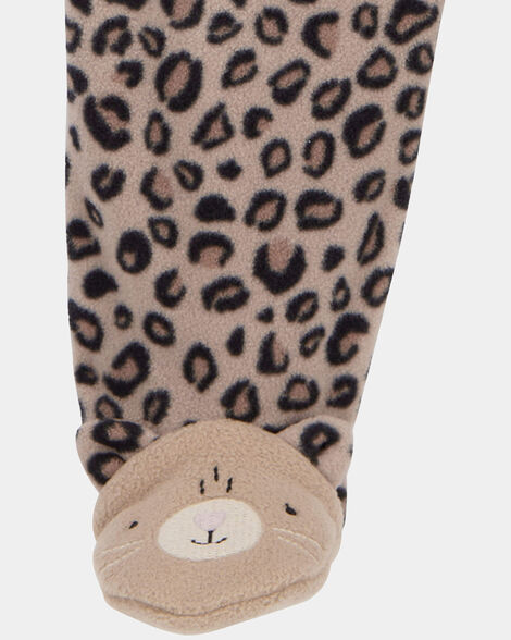 Product image 3 of Baby Leopard Zip-Up Fleece Footie Sleep & Play Pajamas