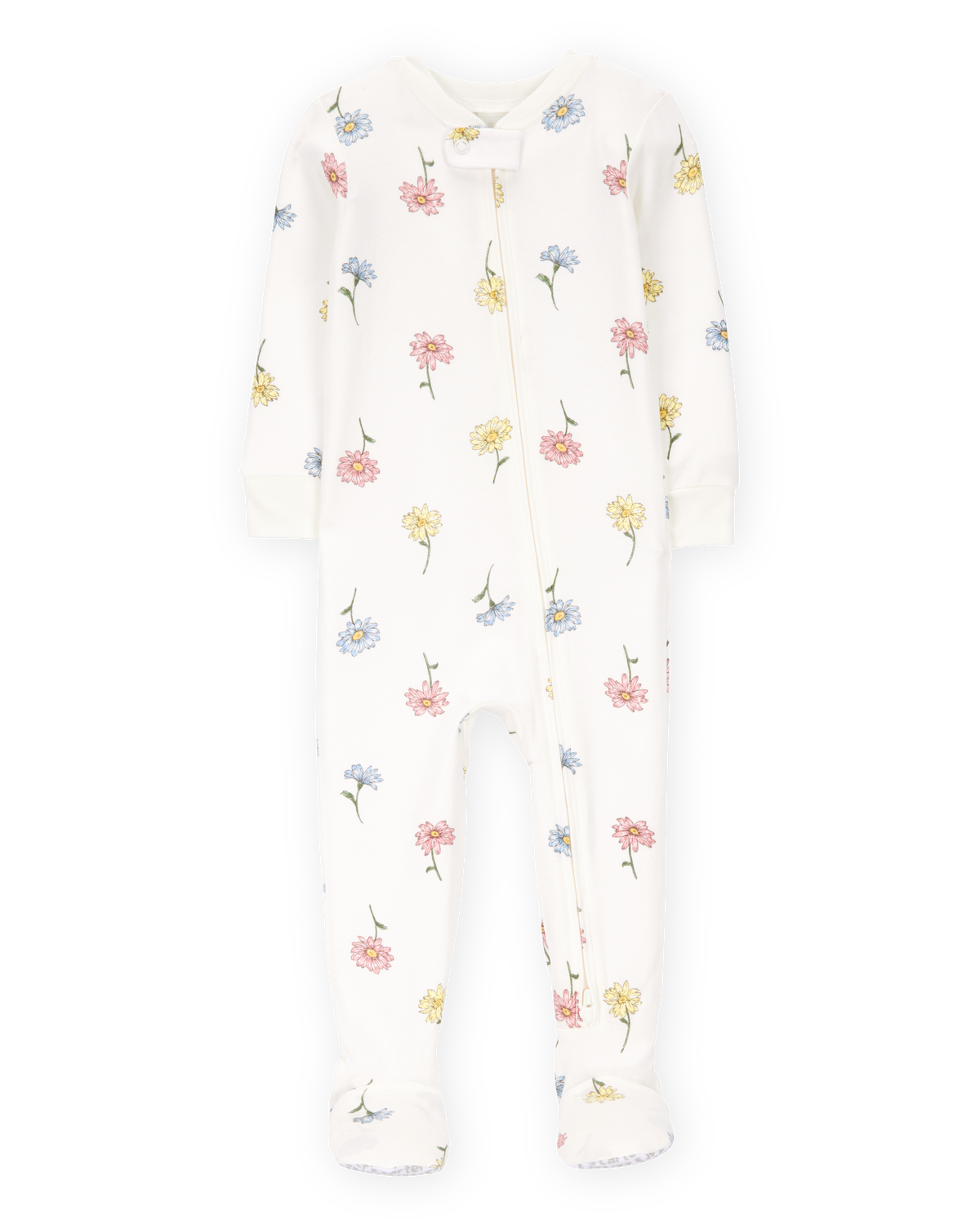 Baby Floral Print PurelySoft Footie 1-Piece Pajamas - Ivory