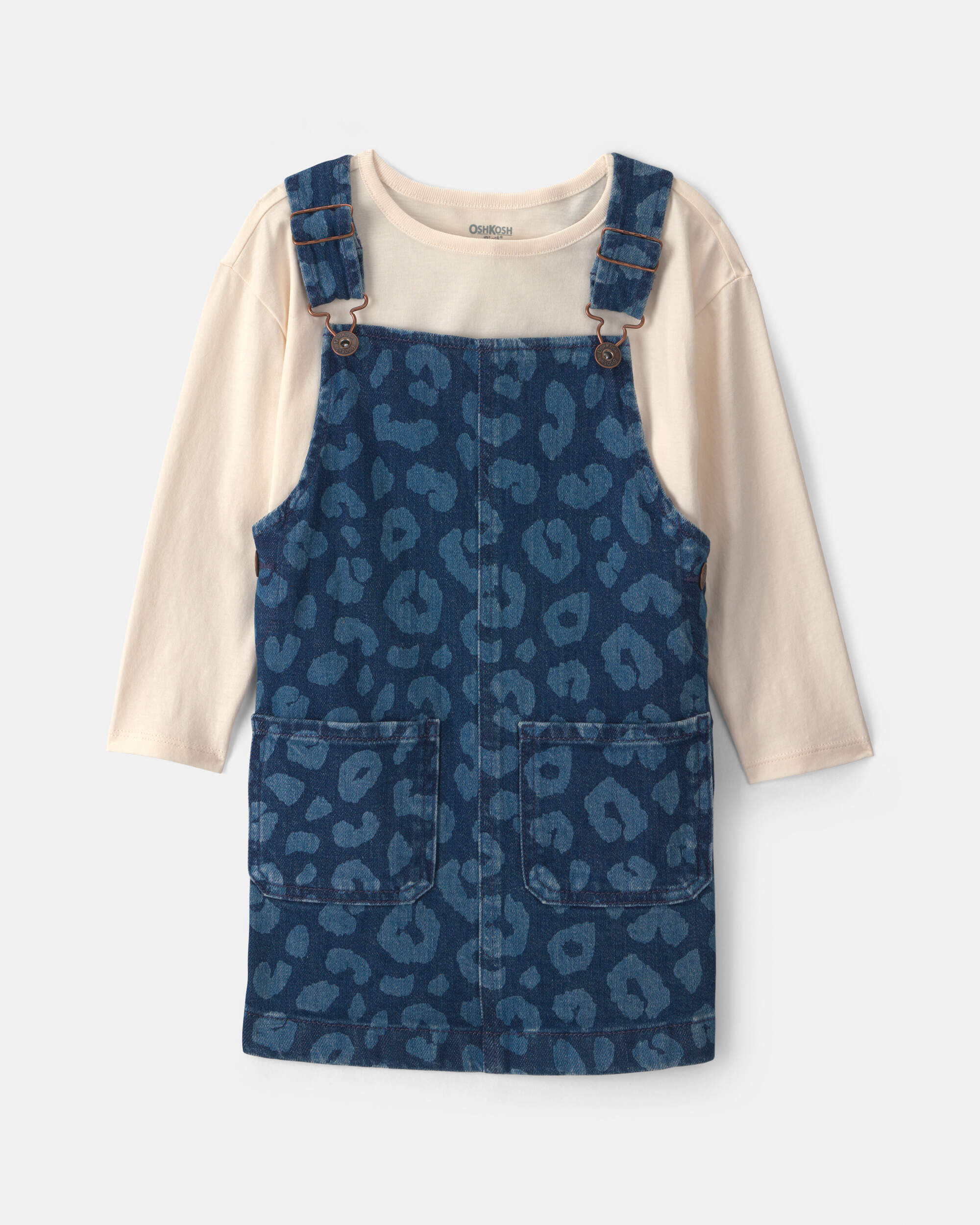 OshKosh Bgosh Toddler Girl 2-Piece Leopard Long-Sleeve Overall Set - Dark Wash 2T Dark Wash 46$