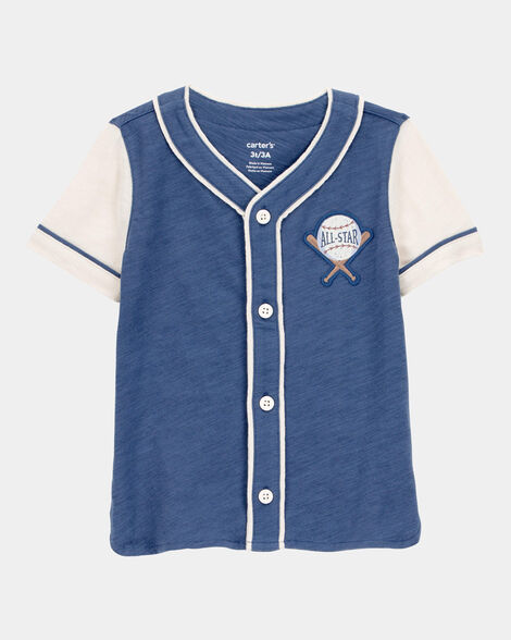 toddler all-star baseball button-down vintage tee - navy