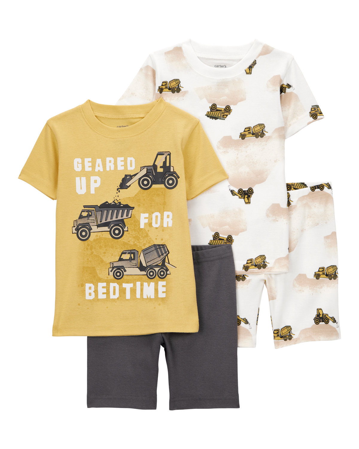 Toddler Construction Print Snug Fit Cotton 4-Piece Pajamas