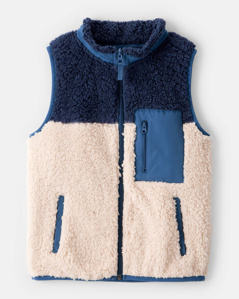 boys sherpa sleeveless vest - blue