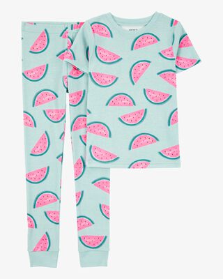 Product image 1 of Kid 2-Piece Watermelon 100% Snug Fit Cotton Pajamas - Turquoise