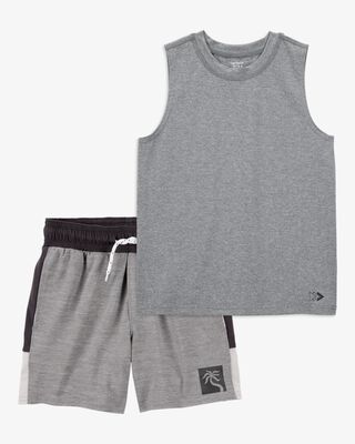 Product image 1 of Kid 2-Piece Active Muscle Tank & Shorts Set - Grey