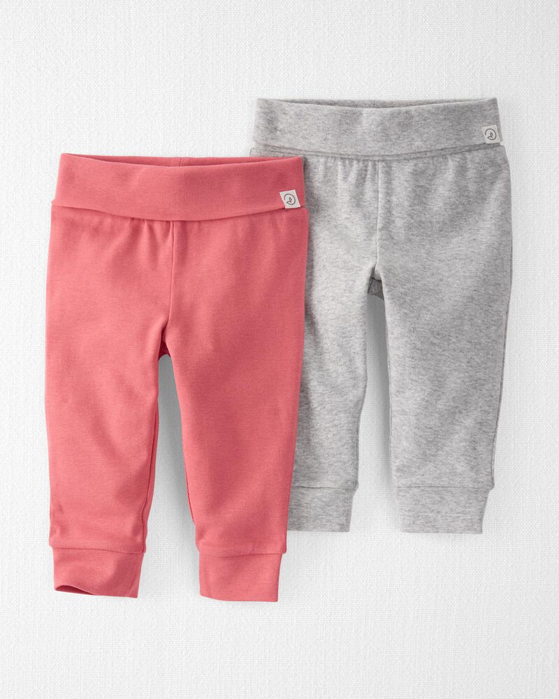 Baby Sunset Rose, Heather Grey 2-Pack Organic Cotton Grow-With-Me Pants |  carters.com