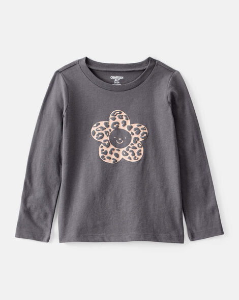 Product image 1 of Toddler Girl Flower Long-Sleeve Graphic Tee - Grey