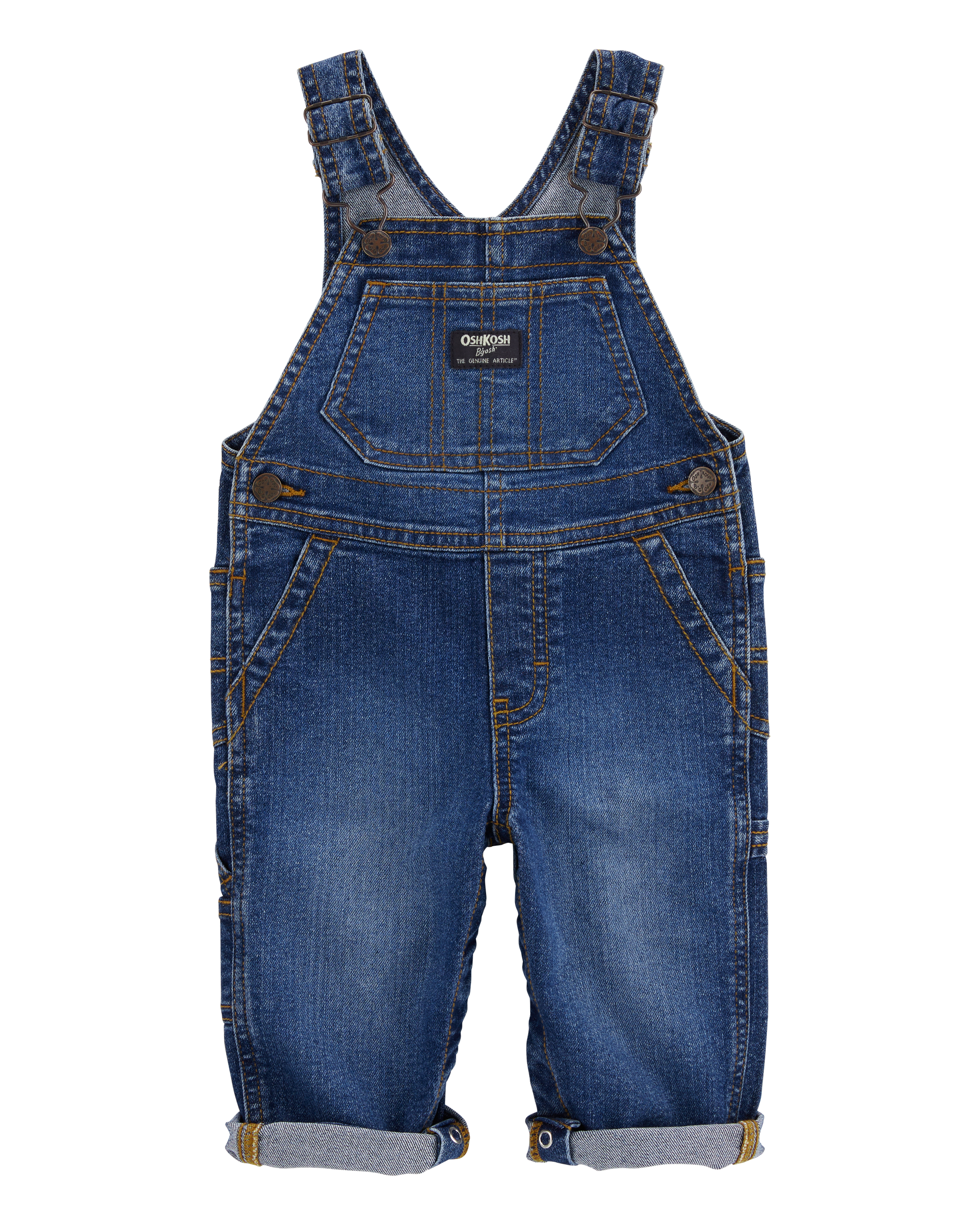 Baby Neutral Stretch Denim Classic Overalls - Dark Wash