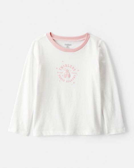 Toddler Girl Ballerina Long-Sleeve Graphic Tee - Cream